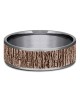 Gentlemen's Tree Bark Pattern Comfort Fit Band in Tantalum and Rose Gold